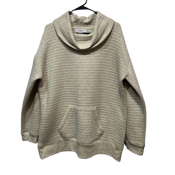 Liz Claiborne Tops - Liz Claiborne Women Sweatshirt kangaroo pocket Cowl Neck Large Beige Long Slv
